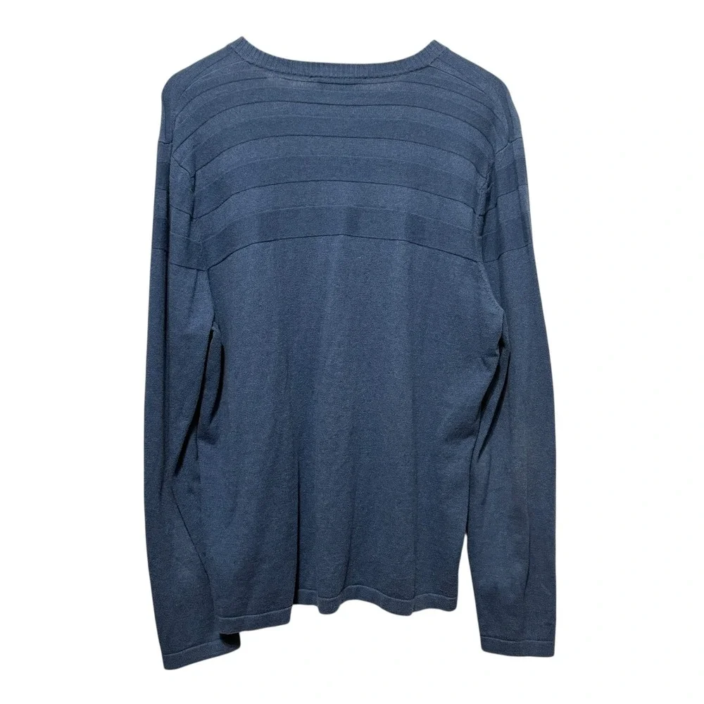 The North‎ Face Mens XL Blue Textured Lightweight Knit Hiking Layer Pullover